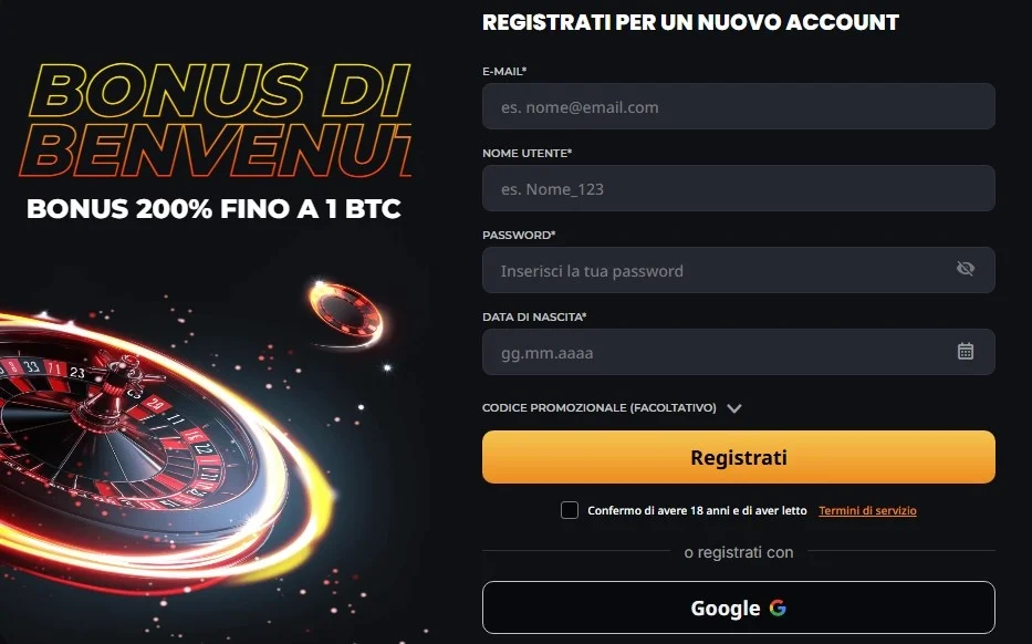 Instant Casino registrazione